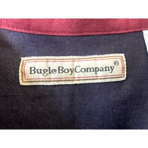 Vintage 90s Bugle Boy Shirt Mens XL Short Sleeve Collared Retro Red Blue Green - Picture 3 of 8